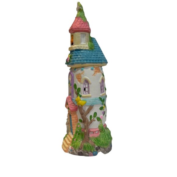 Vintage Hand-Painted Ceramic Fairy Tale Easter Church Tower Lighted Village - Picture 5 of 6